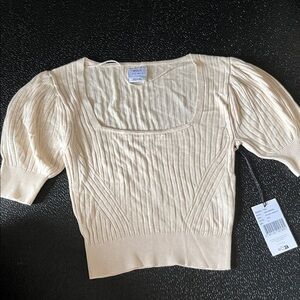 RVCA Cream Ribbed Crop Top